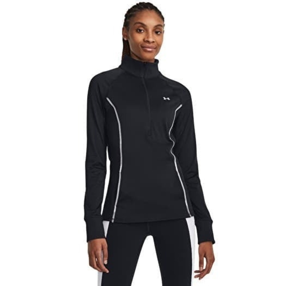 UNDER ARMOUR WOMEN'S FITTED UA TRAIN CW 1/2 ZIP PULLOVER BLACK SIZE LARGE